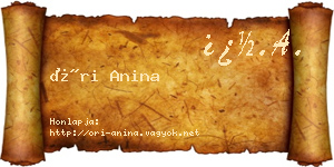 Őri Anina névjegykártya